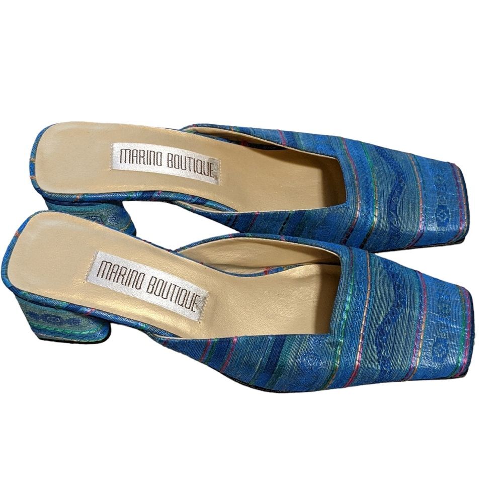 Marino Boutique square toe heel textile leather sole mule size 8.5W - Picture 3 of 12